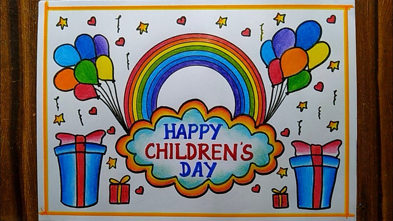 1 June International Childrens Day Cartoon Doodle Style Banner Background. Happy  Children Day Greeting Cad, Icon Or Label. Cartoon Kids Day Poster. Children  Day Hand Drawn Banner Design Royalty Free SVG, Cliparts,